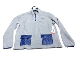 Saucony Sherpa 1/4 Zip Fleece Pullover Unisex Kids Size S Gray Navy